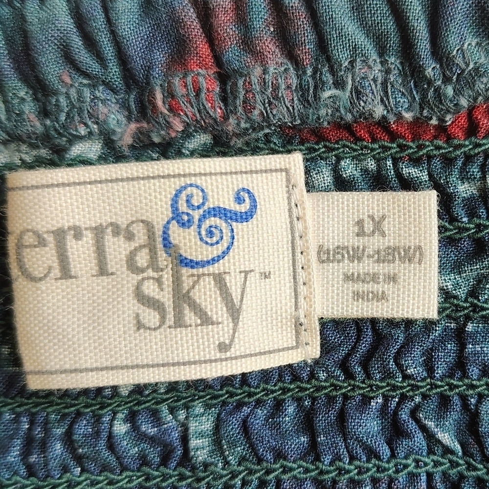 NWT Terra & Sky women's smock top, flared sleeves, cotton, plus sz 1X. - Picture 11 of 16